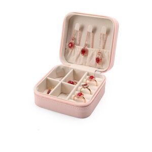 Small Square Ring, Earring, And Necklace Organizer Box - Pink